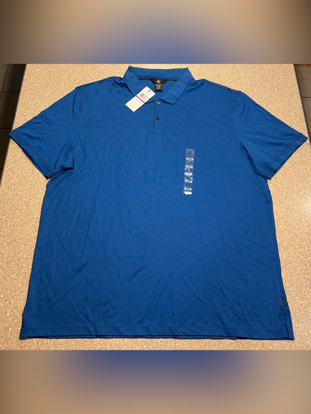 NWT Calvin Klein Soft Liquid Cotton Polo Shirt True Sapphire Blue Men’s XXL/2XL